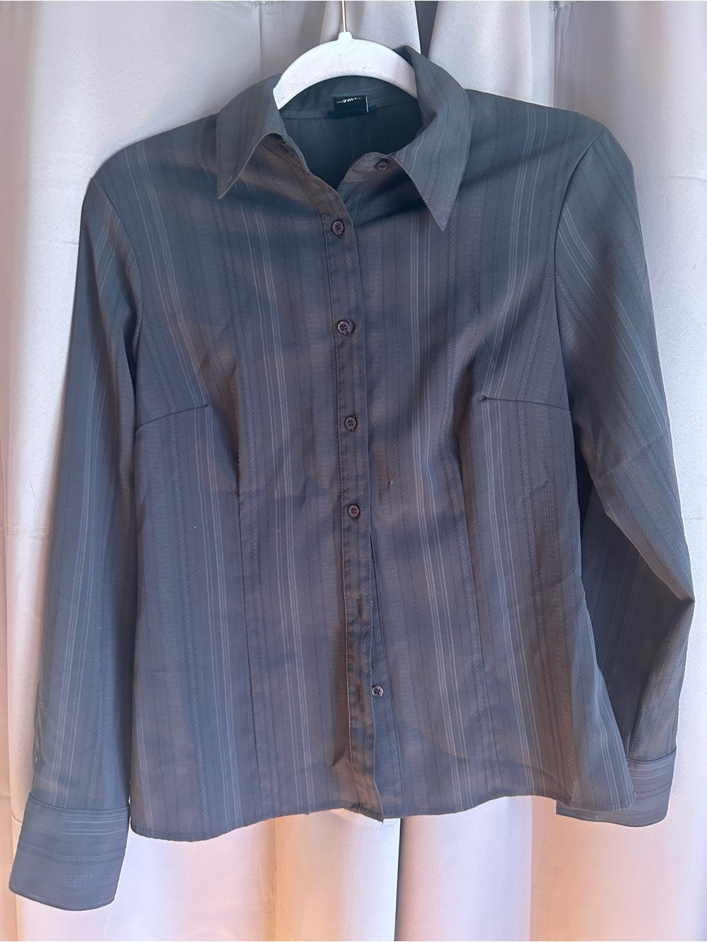 East 5th Gray Pinstripe Button-Down Blouse